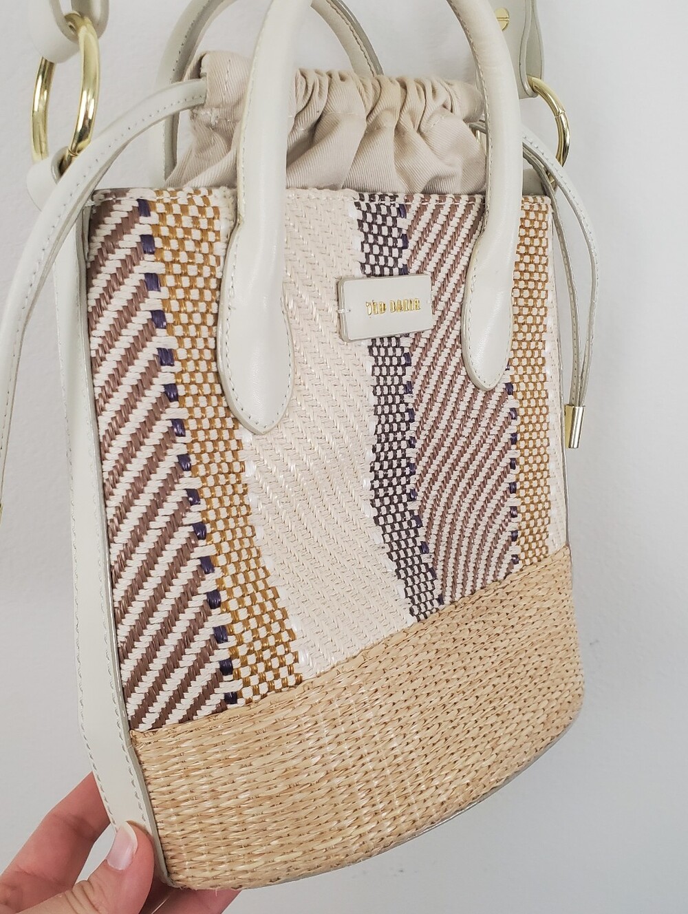 Ted Baker London Mini Cylinder Bucket Bag Woven Raffia In Nude - Picture 6 of 13